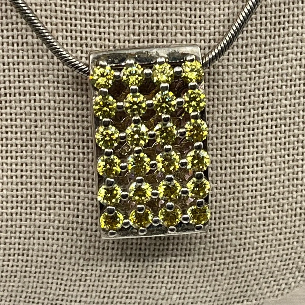 Paul Klecka Sterling Silver Diamonique Pendant Necklace – Pink & Yellow Stones - Picture 3 of 16